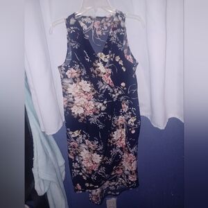 SHEIN Navy Floral Midi Dress Size L